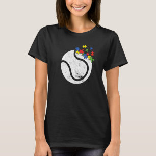 Retro Vintage Tennis Heart Autism Awareness Sport T-Shirt