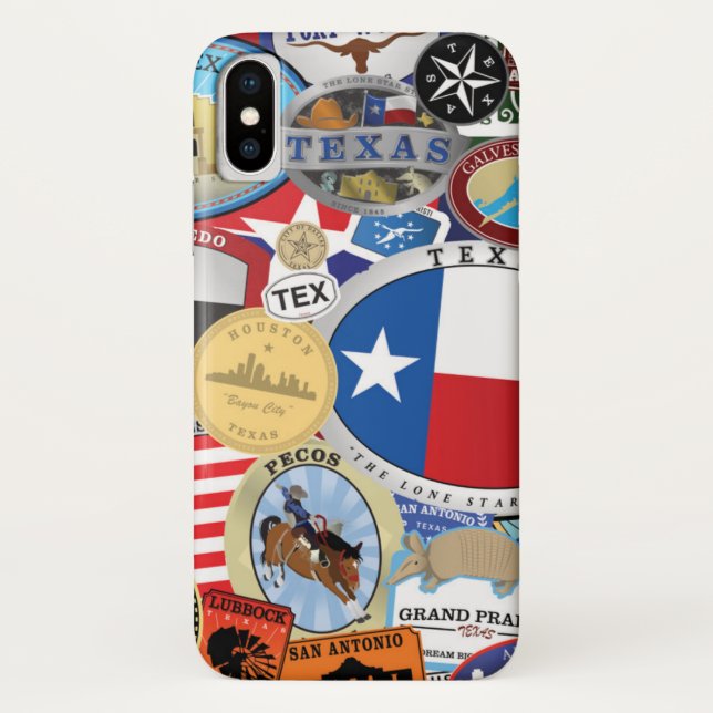 Retro Vintage Texas Sticker Pattern Case-Mate iPhone Case (Back)