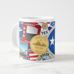 Retro Vintage Texas Sticker Pattern Large Coffee Mug