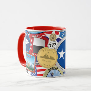 Retro Vintage Texas Sticker Pattern Mug