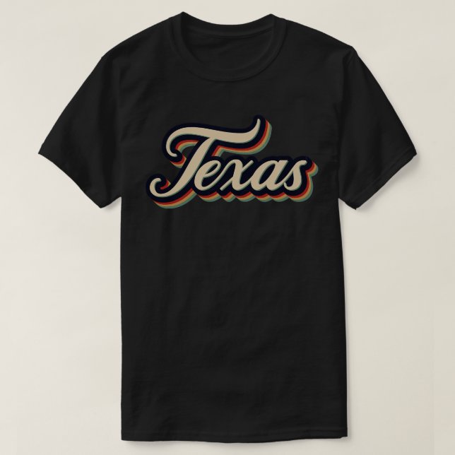 Retro Vintage Texas Typography T-Shirt (Design Front)