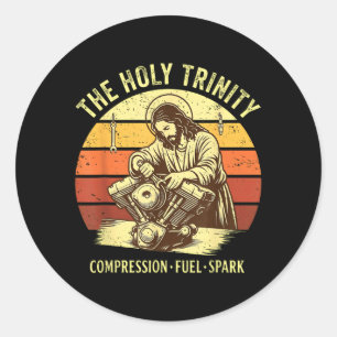 Retro Vintage The Holy Trinity Compression Fuel Classic Round Sticker