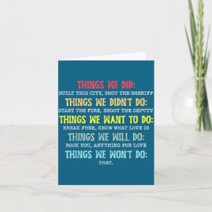 Retro Vintage Things We Did Didn't Want Will Won't Card