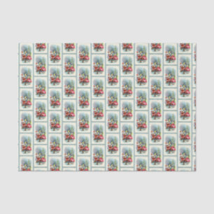 retro vintage tiled Christmas Santa Tissue Paper