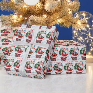 retro vintage tiled Christmas Santa Wrapping Paper