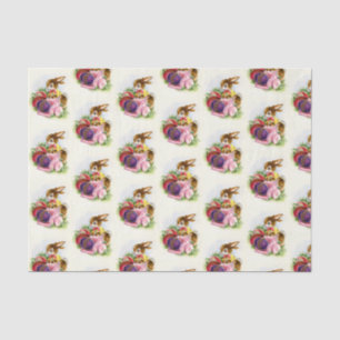 retro vintage tiled Easter bunny Holiday Tissue Paper