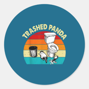 Retro Vintage Trashed Panda Funny Drunk Raccoon  Classic Round Sticker