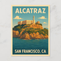 Retro Vintage Travel Alcatraz Island San Francisco