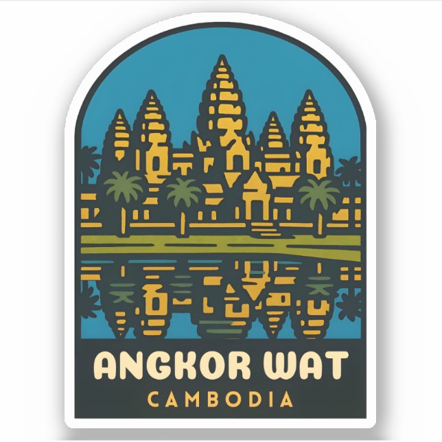 Retro Vintage Travel Angkor Wat Cambodia  (Front)