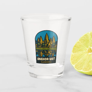 Retro Vintage Travel Angkor Wat Cambodia Shot Glass