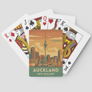 Retro Vintage Travel Auckland New Zealand City Playing Cards