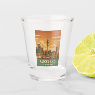 Retro Vintage Travel Auckland New Zealand City Shot Glass