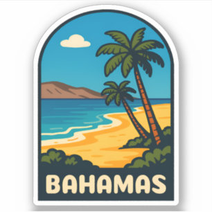 Retro Vintage Travel Bahamas Beach Landscape