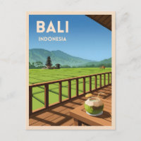 Retro Vintage Travel Bali Indonesia Landscape