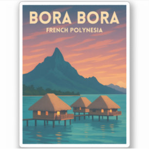 Retro Vintage Travel Bora Bora French Polynesia