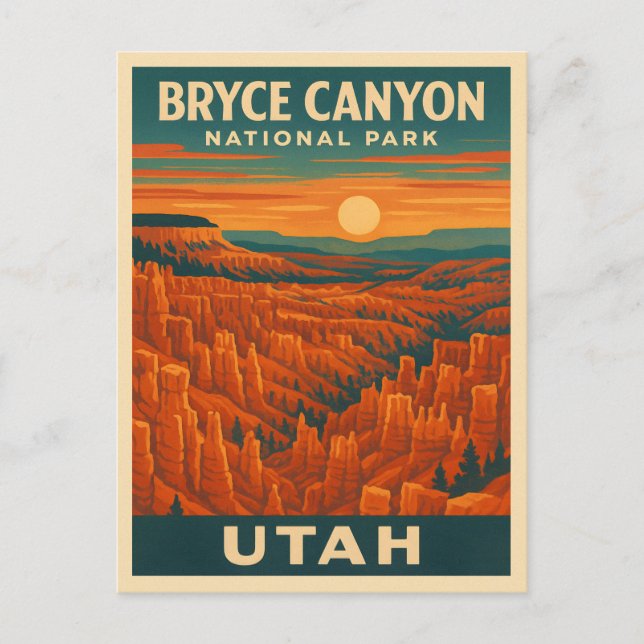 Retro Vintage Travel Bryce Canyon National Park Postcard (Front)