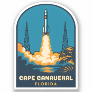 Retro Vintage Travel Cape Canaveral Florida Rocket