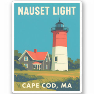 Retro Vintage Travel Cape Cod Nauset Lighthouse