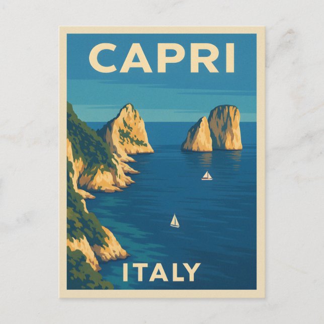 Retro Vintage Travel Capri Italy Scenic Coastline Postcard (Front)