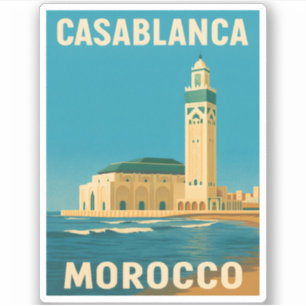 Retro Vintage Travel Casablanca Morocco Seaside