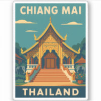 Retro Vintage Travel Chiang Mai Thailand Temple
