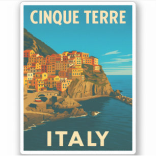 Retro Vintage Travel Cinque Terre Italy Scenic
