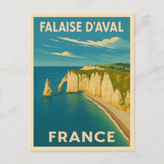 Retro Vintage Travel Cliffs of Etretat France  Postcard (Front)