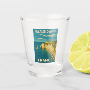 Retro Vintage Travel Cliffs of Etretat France Shot Glass