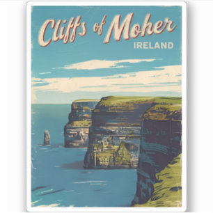 Retro Vintage Travel Cliffs of Moher Ireland