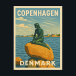 Retro Vintage Travel Copenhagen Denmark Mermaid Postcard<br><div class="desc">Celebrate the magic of Copenhagen with this vintage travel-inspired postcard featuring the city's beloved mermaid statue. Set against soft retro tones and coastal charm,  this piece captures the elegance and quiet allure of Denmark’s most iconic landmark.</div>