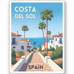 Retro Vintage Travel Costa Del Sol Spain Seaside