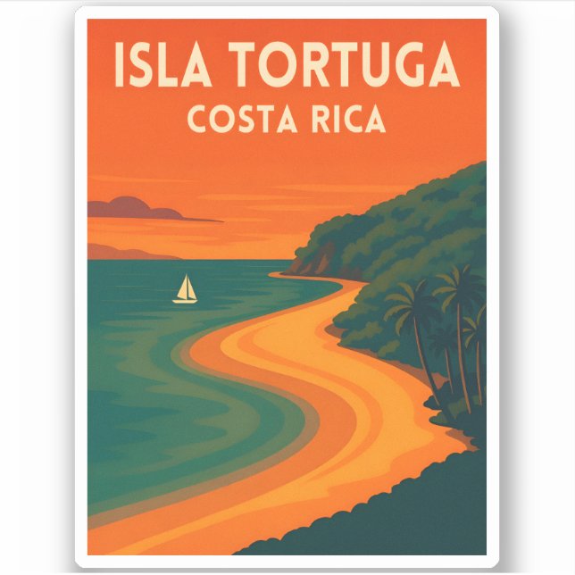 Retro Vintage Travel Costa Rica Isla Tortuga (Front)