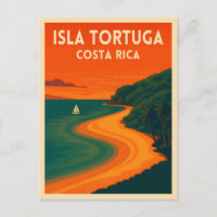 Retro Vintage Travel Costa Rica Isla Tortuga