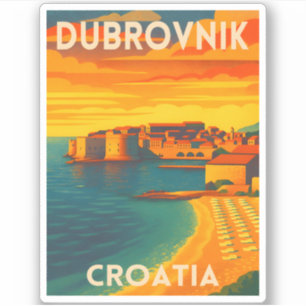 Retro Vintage Travel Dubrovnik Croatia Old Town