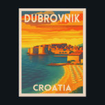 Retro Vintage Travel Dubrovnik Croatia Old Town Postcard<br><div class="desc">Step into a storybook setting with this vintage travel-inspired postcard featuring Dubrovnik,  Croatia. With its iconic red rooftops,  ancient city walls,  and sparkling Adriatic backdrop,  this piece captures the timeless allure of the Pearl of the Adriatic. Perfect for history lovers,  travelers,  and fans of classic coastal charm.</div>