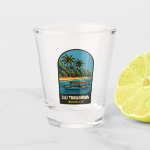 Retro Vintage Travel Gili Trawangan Indonesia Shot Glass