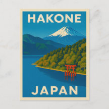 Retro Vintage Travel Hakone Japan Scenic Landscape