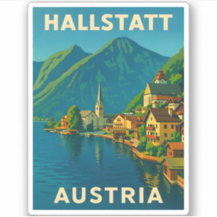 Retro Vintage Travel Hallstatt Austria Scenic