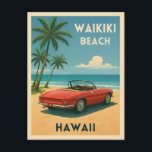 Retro Vintage Travel Hawaii Waikiki Beach   Postcard<br><div class="desc">Experience the tropical paradise of Hawaii with this vintage travel-inspired postcard. This vintage style design captures the vibrant essence of Hawaii's coastal charm in a retro aesthetic reminiscent of classic travel posters from yesteryear.</div>
