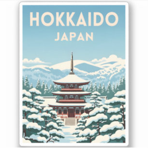 Retro Vintage Travel Hokkaido Japan Winter Scenic