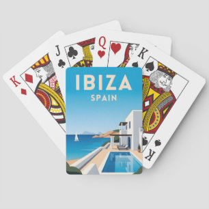 Retro Vintage Travel Ibiza Spain Seaside Landscape Playing Cards
