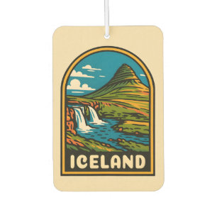 Retro Vintage Travel Iceland Nature Landscape Car Air Freshener