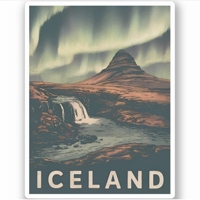 Retro Vintage Travel Iceland Northern Lights  (Front)