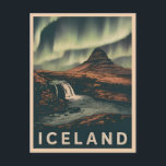 Retro Vintage Travel Iceland Northern Lights  Postcard<br><div class="desc">Immerse yourself into the ethereal landscapes of Iceland with this captivating retro travel-inspired design. Infused with nostalgic vibes and vintage charm,  this design captures Iceland's iconic Kirkjufell mountain in a retro aesthetic reminiscent of classic travel posters from yesteryear.</div>