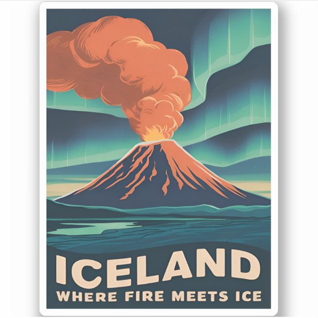 Retro Vintage Travel Iceland Volcano Landscape (Front)