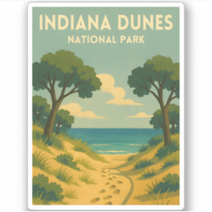 Retro Vintage Travel Indiana Dunes National Park