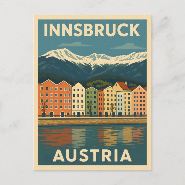 Retro Vintage Travel Innsbruck Austria Landscape Postcard (Front)