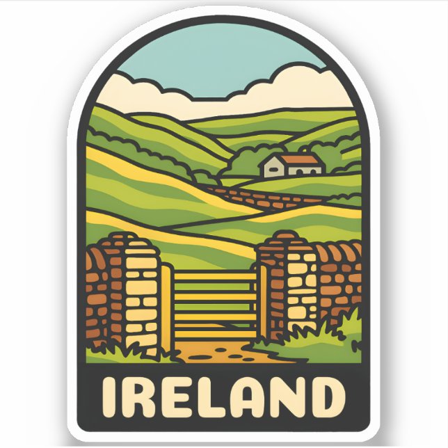 Retro Vintage Travel Ireland Countryside Scenic (Front)