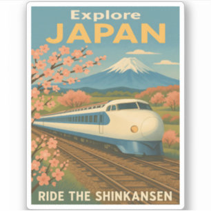 Retro Vintage Travel Japan Shinkansen Bullet Train