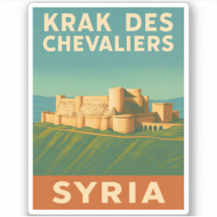 Retro Vintage Travel Krak des Chevaliers Castle